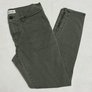 Madewell Skinny Fatigues Moss Army Green Ankle Zip Cargo Chino Pants (28)